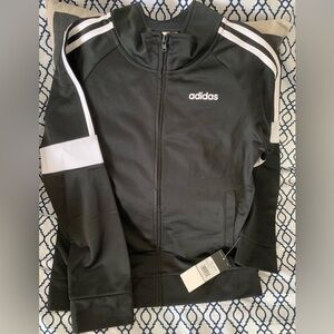 NWT Adidas Kid’s Black Zip up Black Track Jacket Size 10/12